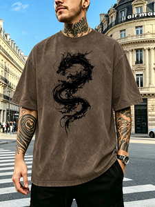 T-shirt moderne pour hommes et garçons, texture lavée, mode, coupe décontractée confortable, streetwear décontracté, vêtements de tous les jours - Product Image 1