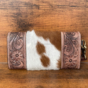 Gran oferta, bolso de mano de piel de vaca, elegante Cartera de cuero tallada a mano, multiusos, carteras elegantes de cuero occidental para mujer - Product Image 5