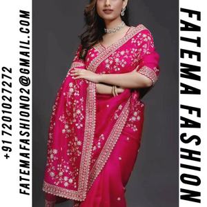 Moda elegante último diseño boda ropa de novia seda bordado secuencia trabajo alta calidad Sari indio para mujeres - Product Image 2