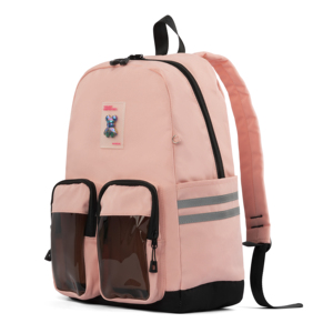 Pink Cartoon <b>Backpack</b> with Multiple Pockets Zipper Closure 15 Inches Softback Daypack Unisex Polyester - Product Image 4