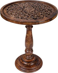 Wooden Coffee <b>Table</b> End <b>Table</b> with Single Pillar,<b>Small</b> <b>Table</b>,Night Stand,Side <b>Table</b>,Bedside <b>Table</b>,Living Room Side <b>Table</b> - Product Image 4