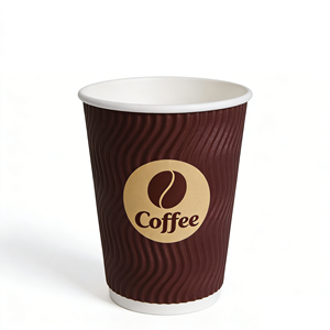 Gobelets jetables isothermes en papier synthétique ondulé de qualité alimentaire pour café chaud, vente en gros, avec manchon ondulé - Product Image 3