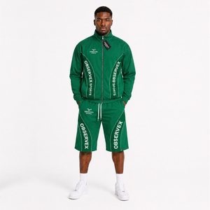 OEM Custom Nylon Windbreaker Tracksuits <b>Zip</b> up Jacket Suit Sweat Pants Jogger Sets Patchwork Nylon Tracksuit Sweatsuit for Men - Product Image 1
