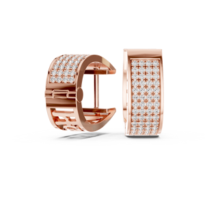 Exclusivos Pendientes de Aro con Diamantes Cultivados en Laboratorio 2 en 1, en Oro Rosa de 18 Quilates con Baño de Rodio, de Lujo para Uso Diario, para Mujer - Product Image 3