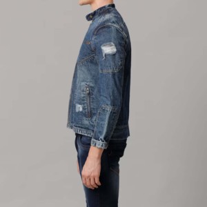 Veste en jean décontractée personnalisée, vente en gros d'usine, veste de pluie pour hommes grandes tailles style camionneur, 100% coton, à capuche, streetwear pour garçons - Product Image 2
