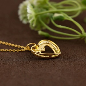 Collar con Colgante de Corazón Abierto con Diamantes Naturales, Diseño Elegante, Joyería Romántica Minimalista en Oro de 10K, 14K, 18K o Plata 925 para Mujer - Product Image 5