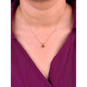 Indian Ethnic Artificial Jewellery-Platinum Plated Gold Chain with Scarlet Leaf Pendant - Product Image 1