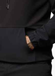 Sudadera con Capucha Negra para Hombre, Corte Regular, Tejido de Poliéster, Estilo Casual Urbano, Transpirable, Diseño Sólido, Ropa de Otoño - Product Image 5