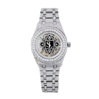 Montre squelette de luxe ETA entièrement sertie en acier inoxydable pour homme, avec diamants Moissanite VVS incrustés, mouvement automatique mécanique