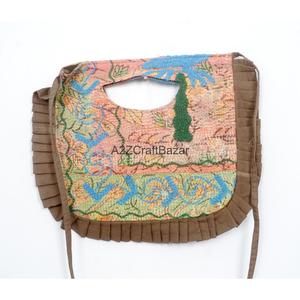 Sac à bandoulière et pochette Kantha pour femme, 100% coton indien, broderie bohème, motif Suzani, fait main, de créateur, pour exposition - Product Image 2