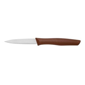 Couteaux à éplucher à manche marron avec lame fine et pointue argentée et poignée ergonomique pour l'épluchage des fruits, la découpe et le tranchage des légumes - Product Image 1