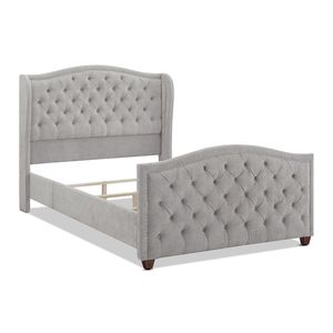 Set letto matrimoniale Marcella in poliestere grigio argento con testiera imbottita - Product Image 5