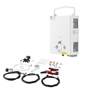 เครื่องทำน้ำร้อนแบบพกพา 34000 BTU 1.32 GPM ใช้แก๊สโพรเพน ขนาด 5 ลิตร แบบไม่ใช้ถัง สำหรับใช้งานกลางแจ้ง พร้อมชุดอุปกรณ์เสริม สำหรับรถบ้าน RV ใช้แก๊ส LPG - Product Image 1