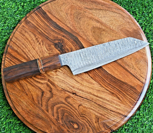 Couteau de chef SM Knives Sm4 de 13 pouces, forgé à la main en damas, manche en bois, étui en cuir, garantie de 3 ans - qualité industrielle/bricolage - Product Image 3