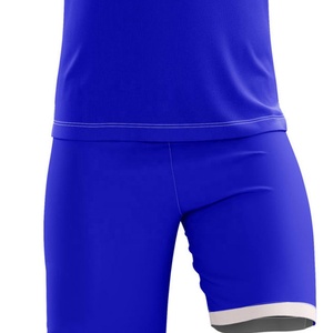 Ensemble de vêtements d'équipe pour hommes bleu et blanc, short de handball, maillot à manches courtes, tenue de sport, tenue d'entraînement - Product Image 3