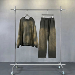 Oferta 2026: Novedad de Invierno - Sudadera con capucha de forro polar transpirable, con cremallera completa, estilo vintage lavado y efecto desgastado por el sol para hombre, y pantalones de chándal acampanados 2 en 1. - Product Image 6