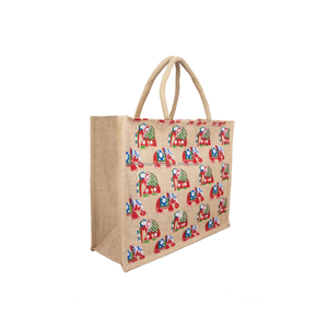 Sac fourre-tout en jute écologique personnalisé à prix de gros, qualité supérieure, avec fermeture éclair et motif géométrique - Product Image 4