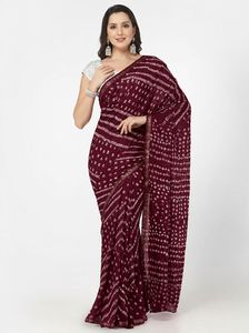Sari Bandhej Crep Zari léger Aisha Bandhani - Product Image 2