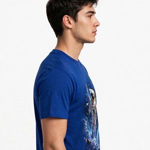 T-shirt unisexe NEXTEX Astronaut Space, bleu royal, en jersey de coton doux, col rond, décontracté - Product Image 2