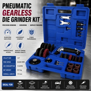 Kit de meuleuse pneumatique sans engrenages de luxe, outil de meulage pneumatique haute vitesse pour le polissage et la finition des métaux - Product Image 2