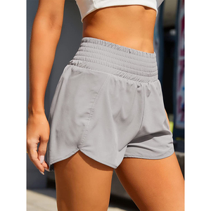 FASMIC Women's High Waist Sporty Sport <b>Shorts</b> <b>Zip</b> <b>Pocket</b> Quick Dry Breathable Lightweight Gray Fitness Running 100% Polyester - Product Image 2