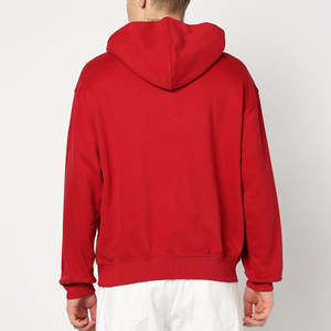 Nuevo diseño, sudaderas con capucha extragrandes para hombre en color rojo liso, tela 100% algodón, patrón sólido, hombros caídos, sudaderas con capucha tipo pullover para unisex. - Product Image 5