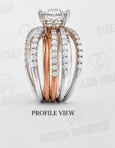 Luxury Two Tone <b>Gold</b> Bridal <b>Ring</b> <b>Set</b> Round Cut Diamond Engagement <b>Rings</b> Stackable Multi Band Wedding Jewelry <b>Set</b> For Women - Product Image 5
