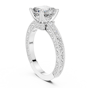 แหวนเพชรทรง Asscher แบบฝังเพชรเม็ดเล็ก ผลิตจากทองคำขาว 14K ได้รับการรับรองจาก GRA เหมาะสำหรับงานแต่งงานหรือวันครบรอบ - Product Image 4