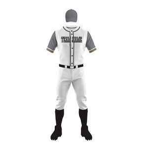 Custom Baseball Uniform Set <b>Men's</b> <b>White</b> Gray Short Sleeve Team Name Printed Moisture Wicking Polyester All Seasons - Product Image 1
