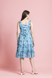 Robe légère à imprimé floral bleu de qualité supérieure pour femmes, tenue de plage pour les vacances d'été, disponible au prix de gros - Product Image 5