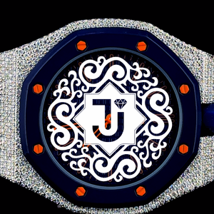 Blue Dial Luxury Octagon Brass Sapphire <b>Crystal</b> Quartz <b>Watch</b> Rhinestone Bezel Rubber Strap Bar Scale Fashion Dress Style 42mm - Product Image 5