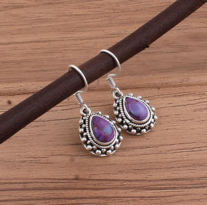 Purple Turquoise <b>Sterling</b> <b>Silver</b> <b>Drop</b> <b>Earrings</b> Handmade Lightweight Luxury Women's Fashion Jewelry Wholesale - Product Image 3