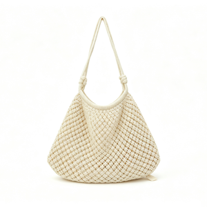 Sac en maille crochetée personnalisé, sac à bandoulière tissé avec sangle en corde nouée, sac de plage en filet ajouré - Product Image 3