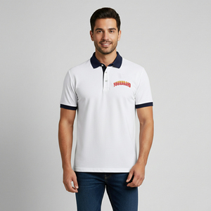 Chemises décontractées unies de haute qualité pour hommes, tricotées, bicolores, streetwear, avec logo brodé personnalisé, séchage rapide, respirantes, personnalisables - Product Image 1