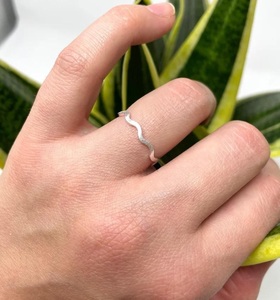 925 Sterling <b>Silver</b> Adjustable <b>Wave</b> <b>Ring</b> Handmade Minimalist Boho Open Band Jewelry for Women - Product Image 6