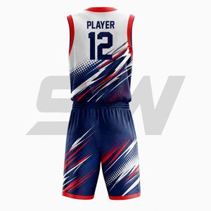 Nouvelle conception d'uniforme de basket-ball pour hommes, 100% polyester, vêtements de sport en mesh, taille plus, impression par sublimation, logo personnalisé, uniforme de basket-ball - Product Image 2