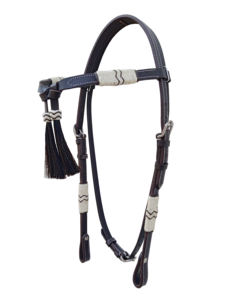 บังเหียนม้าหนังแท้สีน้ำตาลแบบปรับได้ พร้อมพู่หนังดิบธรรมชาติถักมือ รุ่น 527 (25 ชิ้น) - Product Image 4