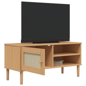 SENJA legno massello pino TV Stand 41.7 "x 15.7" x 19.3 "Rattan Look marrone - Product Image 4