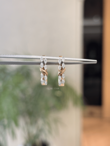 0.44 CTW Marquise Lab Grown Diamond Twist Huggie Hoop Earrings in 3.5g VS EF Solid Gold Anniversary <b>Gift</b> for Her - Product Image 1