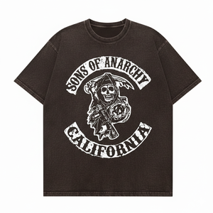 เสื้อยืดลายแคลิฟอร์เนียโอเวอร์ไซส์2026ใหญ่พิเศษสำหรับผู้ชายและผู้หญิงเสื้อยืดลายสก็อตแบบ unisex Sons Anarchy VINTAGE BIKER GANG สบายแห้งเร็วระบายอากาศ - Product Image 3