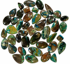 Azurite verte naturelle, cabochon ovale, pierre précieuse en vrac |   Pierre polie pour la création de bijoux |   Fournisseur en gros de produits en vrac - Product Image 2