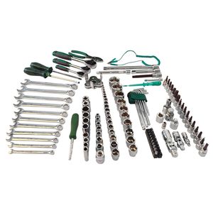 Ensemble d'outils mécaniques de 124 pièces, jeu de douilles à cliquet de 1/2 ", 1/4 ", 3/8 ", douilles métriques et clés - Product Image 2