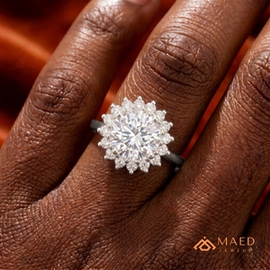Anillo de Moissanita con Corte Redondo, Anillo de Plata para Mujer, Anillo de Compromiso con Halo, Regalo de Boda, Joyería de Moda, Elegante, el Mejor Estilo, Anillo Fino - Product Image 4