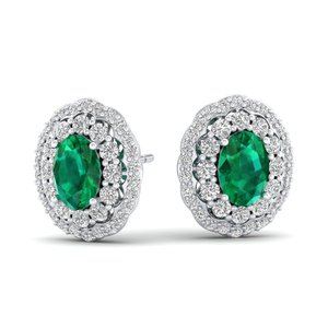Boucles d'oreilles clous REYES étincelantes en or 14 carats avec moissanite et fermoir à vis, accessoires de mariée pour femme, bijoux en pierre précieuse émeraude verte - Product Image 1