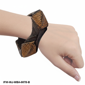 Bracelet en bois massif sculpté à la main, style vintage et ethnique, bijou tribal pour femme - Product Image 6