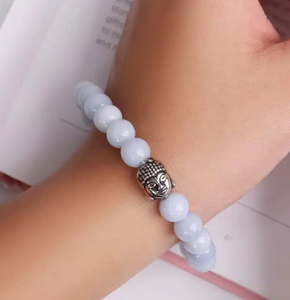 High Quality <b>Bracelet</b> Angelite Buddha <b>Beads</b> Stone <b>Bracelet</b> Crystal Gemstone Fashion Jewelry <b>Men</b> and Women Gift Energy - Product Image 6