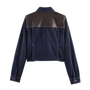 Nouvelle veste en jean utilitaire en jacquard avec strass pour femmes violettes personnalisées avec manches longues et revers décontracté - Product Image 5