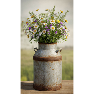 New Decorative Metal Galvanized Flower Vases Handmade Milk Can With Side Handle For Home Outdoor Garden Decor Flower Holder - Product Image 5