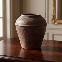 Vase en céramique rustique brun foncé vieilli, finition mouchetée, taille personnalisable, pot à fleurs vintage pour la maison