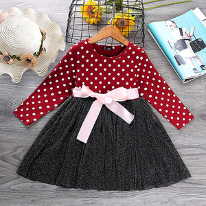 Vestido de Princesa Ecológico para Niñas, Estilo Línea A, con Estampado de Lunares, Manga Larga, Lazo en la Cintura, Largo hasta la Rodilla, para Fiestas de Otoño - Product Image 6
